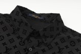 Louis Vuitton 23ss spring and summer new flocking printing process short-sleeved shirt Black 6.26