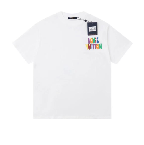 Louis Vuitton 23SS Front and Back Colorful Letters Inkjet Printing Short Sleeve T-shirt White 7.4