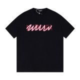 Balenciaga Pink Graffiti Print Logo Short Sleeve Black 7.11