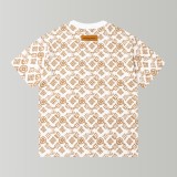 Louis Vuitton 23SS full body presbyopia logo short-sleeved T-shirt white and yellow 7.11