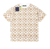 Louis Vuitton 23SS full body presbyopia logo short-sleeved T-shirt white and yellow 7.11