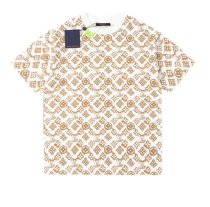 Louis Vuitton 23SS full body presbyopia logo short-sleeved T-shirt white and yellow 7.11