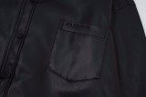 Balenciaga 23ss embroidered logo leather jacket 12.5