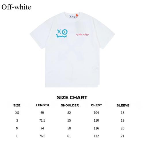 OFF-WHITE blue smiley face graffiti hand-painted LOGO printed short-sleeved T-shirt White 12.12