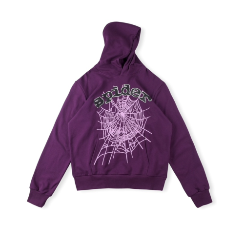 Sp5der 555555 Swarovski Hoodie Purple 12.12