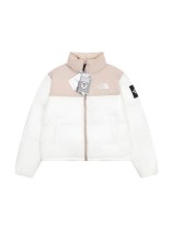 The North Face patchwork design short down jacket Pink 1.3