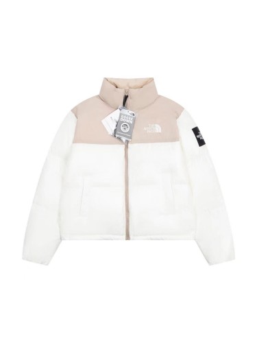 The North Face patchwork design short down jacket Pink 1.3