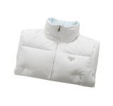 Prada 23FW contrasting blue triangle logo turtleneck down jacket White 1.10