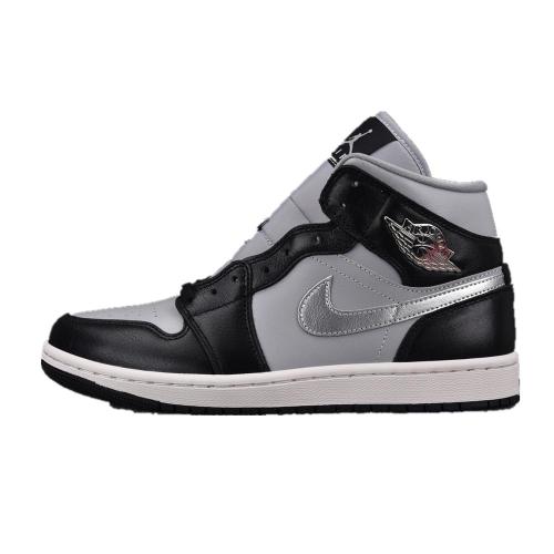 Air Jordan 1 Mid SE Black/Metallic Silver-Light Smoke Gray-Sail