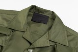 Prada triangle logo multi-function pocket nylon short-sleeved shirt Green 5.15