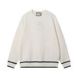 Gucci all over lettering hollow knit crew neck sweater White 8.7