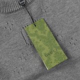 Gucci all over lettering hollow knit crew neck sweater Grey 8.7