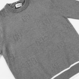 Gucci all over lettering hollow knit crew neck sweater Grey 8.7