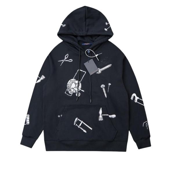 Louis vuitton Hand-Painted Tool Pattern Hoodie Black 8.14