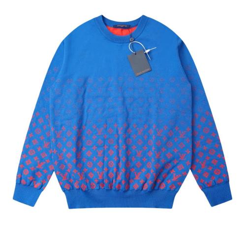 Louis vuitton gradient red logo print round neck long sleeve sweatshirt Blue 8.14