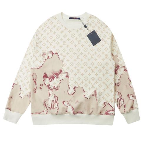 Louis vuitton fire cloud pattern round neck long sleeve sweatshirt White 8.14