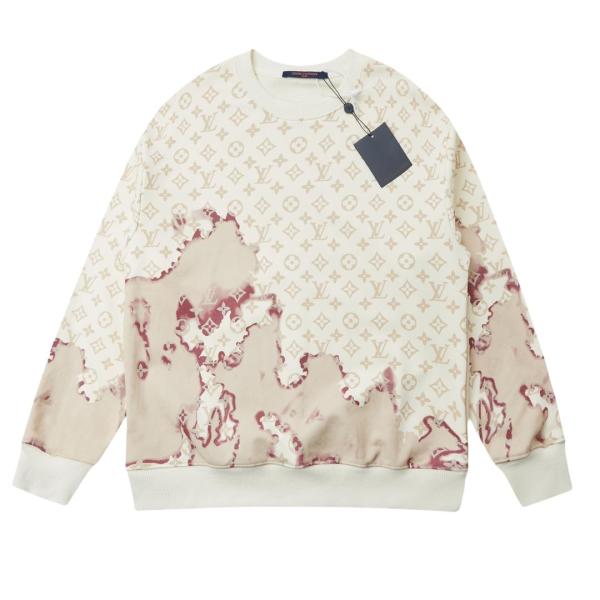 Louis vuitton fire cloud pattern round neck long sleeve sweatshirt White 8.14