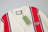 Gucci Red Double G patch knitted jacquard cardigan sweater 8.14