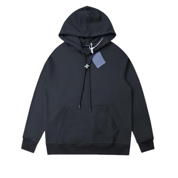 Louis vuitton solid color textured hoodie Black 8.14