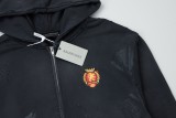 Balenciaga Manchester United Embroidery Heavy Washed Mud Dyed Zipper Hoodie Black 8.14