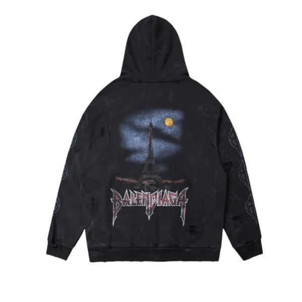 Balenciaga Starry Night View Eiffel Tower Hoodie Black 8.14