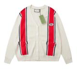Gucci Red Double G patch knitted jacquard cardigan sweater 8.14