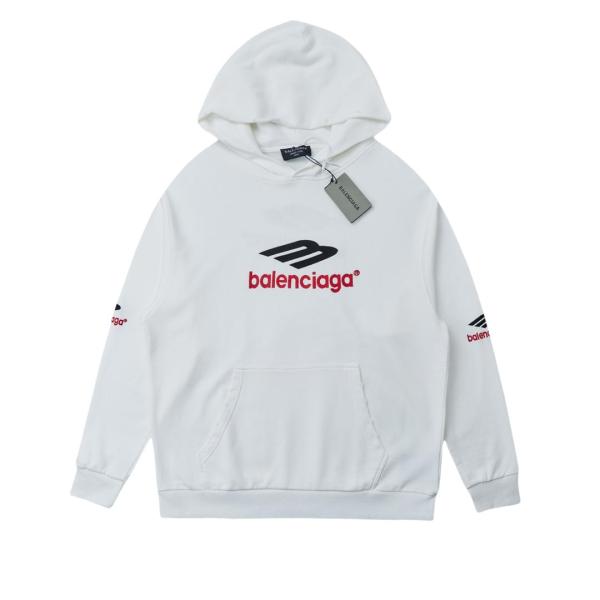 Balenciaga New Logo Embroidered Hoodie White 8.14