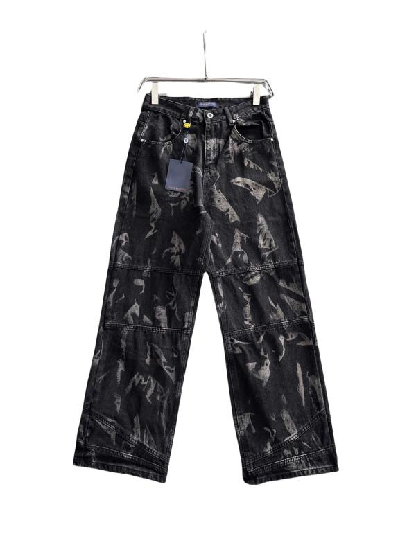 Louis Vuitton 25SS metal hardware washed pattern denim trousers Black 01.03
