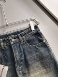 Balenciaga Heavy Washed Distressed Leg Denim Trousers Drak Blue 01.03
