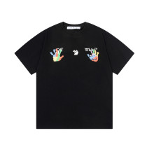 OFF-WHITE Hand-painted palm LOGO print short-sleeved T-shirt Black 01.13