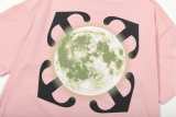 OFF-WHITE Moon's Back LOGO Printed Short Sleeve T-Shirt Pink 01.13
