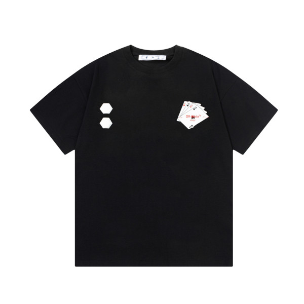 OFF-WHITE Playing Cards Logo Printed Short Sleeve T-Shirt Black 01.13