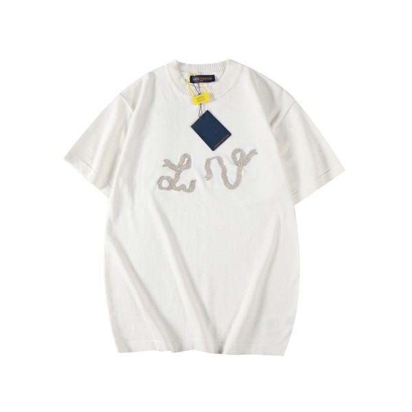 Louis Vuitton pearlescent embroidered logo knitted short sleeves 01.13