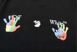 OFF-WHITE Hand-painted palm LOGO print short-sleeved T-shirt Black 01.13