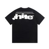 OFF-WHITE Letter Sleeves Splicing Large LOGO Printed Short Sleeve T-shirt Black 01.13