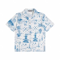 Louis Vuitton 24ss retro hand-painted print suit shirt Blue 25306