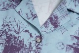 Louis Vuitton 24ss retro hand-painted print suit shirt olive green 25306