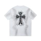 Chrome Hearts 24ss denim patch cross short-sleeved T-shirt White 25306