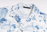 Louis Vuitton 24ss retro hand-painted print suit shirt Blue 25306