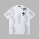 Chrome Hearts 24ss denim patch cross short-sleeved T-shirt White 25306