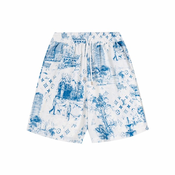Louis Vuitton 24ss retro hand-painted print suit shorts Blue 25306