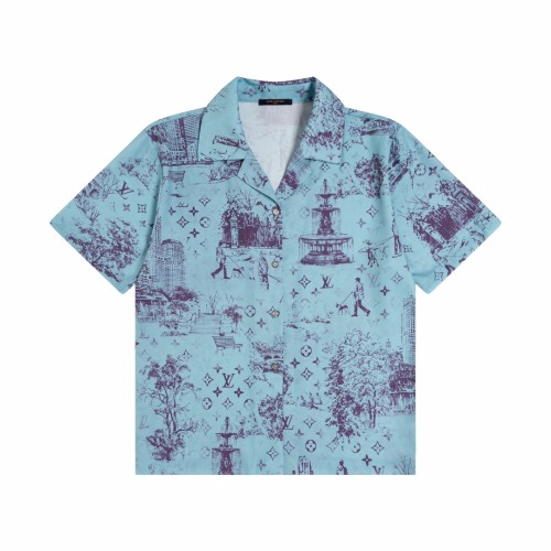 Louis Vuitton 24ss retro hand-painted print suit shirt olive green 25306