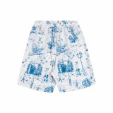 Louis Vuitton 24ss retro hand-painted print suit shorts Blue 25306