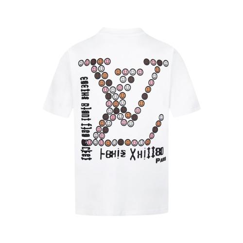 Louis Vuitton Hand-painted smiley face LOGO printed short-sleeved T-shirt White 25313