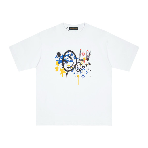 Louis Vuitton hand-painted smiley face print short-sleeved T-shirt White 25320