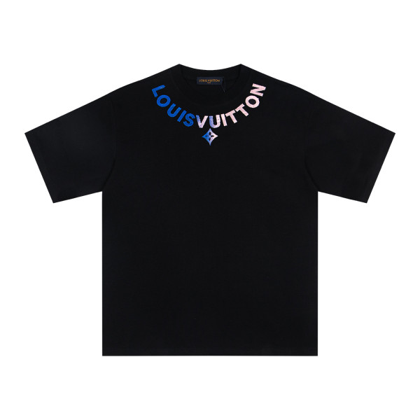 Louis Vuitton employee-exclusive gradient embroidered short-sleeved T-shirt Black 25320