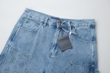 Louis Vuitton Heavy Washed Denim Shorts Blue 25327