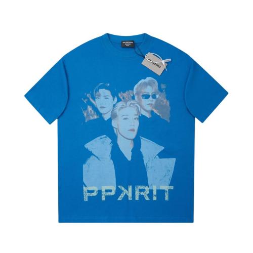 Balenciaga ppkrit co-branded short-sleeved T-shirt Blue 25327