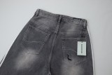 Balenciaga Web-paneled contrast-color destroyed denim shorts Black 25327