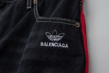 Balenciaga X Adidas Web-paneled contrast-color destroyed denim shorts Black 25327